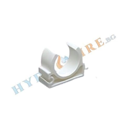 Скоба за пластмасова тръба с жлеб - единична - БЯЛА