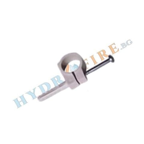 Скоба за пластмасова тръба с дюбел - единична - СИВА