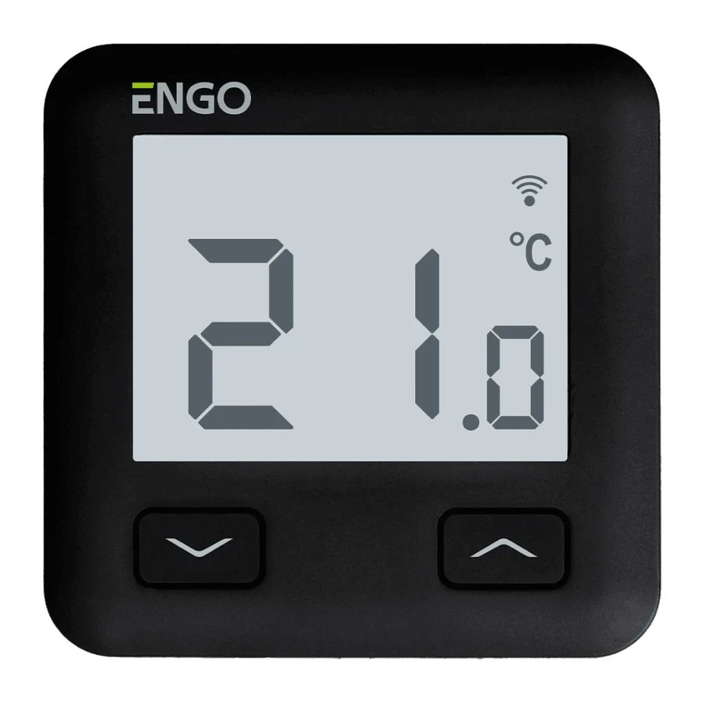 ENGO Термостат, жичен, черен, работи и с Wi Fi (приложение ENGO/TUYA), захранване 230 V, подходящ за подово, отопление