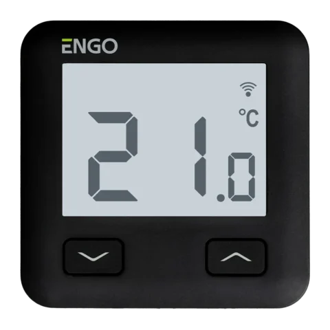 ENGO Термостат, жичен, черен, работи и с Wi Fi (приложение ENGO/TUYA), захранване 230 V, подходящ за подово, отопление