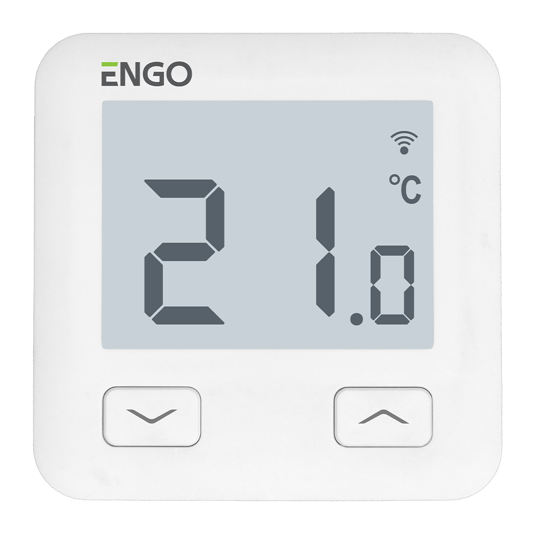 ENGO Термостат, жичен, бял, работи и с Wi Fi (приложение ENGO/TUYA), захранване 230 V, подходящ за подово, отопление