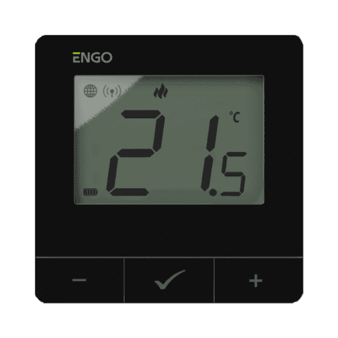ENGO Термостат черен цифров Smart, безжичен със ZigBee комуникация, захранване батерия 2xAA , работи и с ETRV
