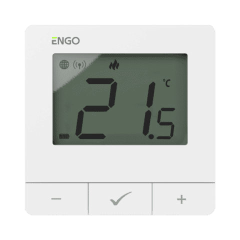 ENGO Термостат бял цифров Smart, безжичен със ZigBee комуникация, захранване батерия 2xAA , работи и с ETRV