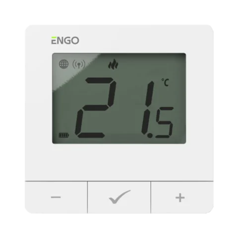 ENGO Термостат бял цифров Smart, безжичен със ZigBee комуникация, захранване батерия 2xAA , работи и с ETRV