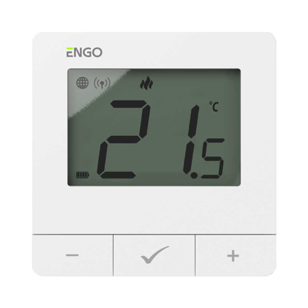 ENGO Термостат бял цифров Smart, безжичен със ZigBee комуникация, захранване батерия 2xAA , работи и с ETRV
