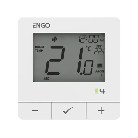ENGO Термостат, жичен - програмируем бял, захранване 230 V, подходящ за подово, отопление / охлаждане, безшумен