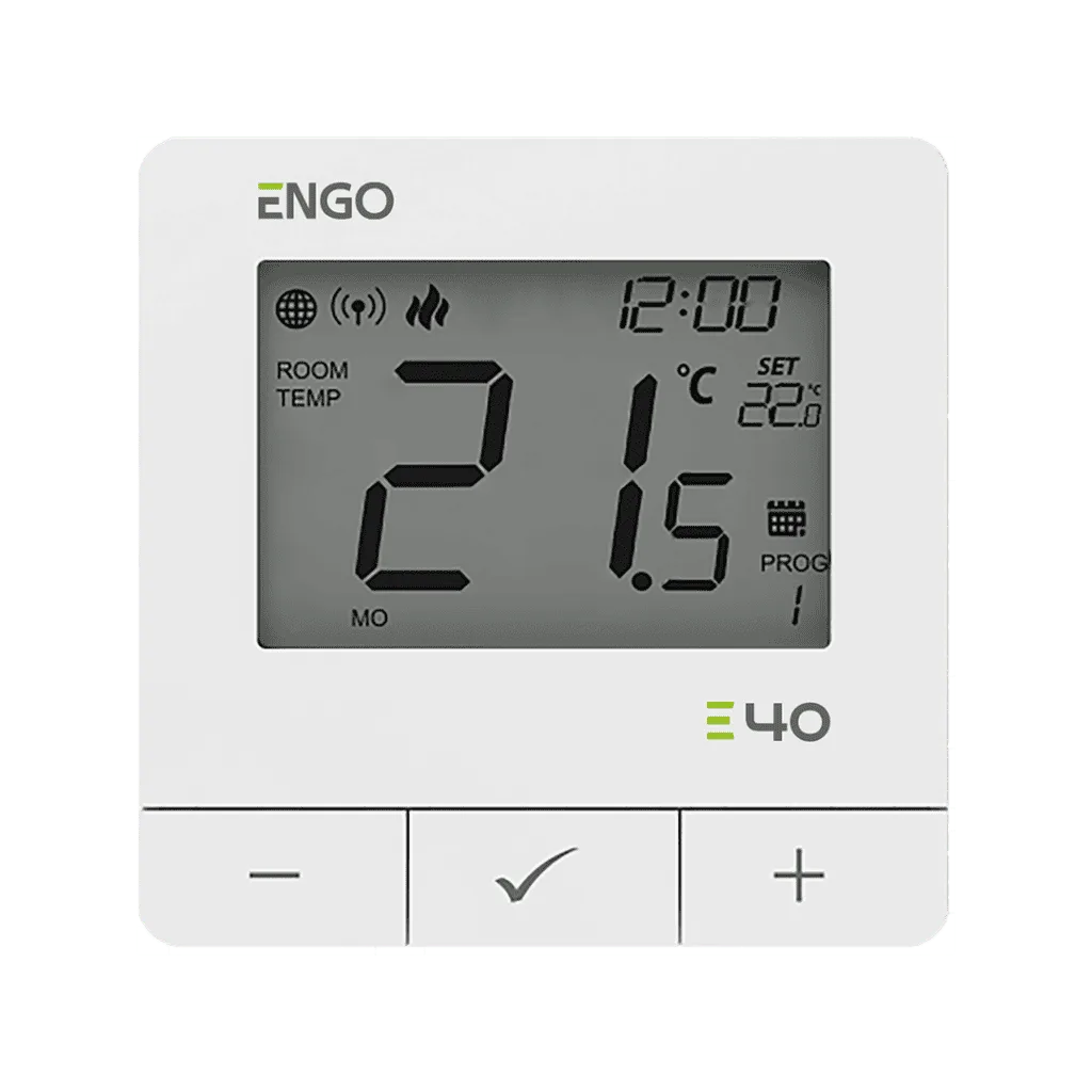ENGO Програмируем термостат бял цифров Smart, жичен със ZigBee комуникация, захранване 230V, вградено реле ON-OFF, работи и с ETRV