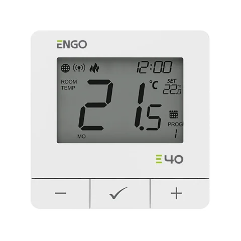 ENGO Програмируем термостат бял цифров Smart, жичен със ZigBee комуникация, захранване 230V, вградено реле ON-OFF, работи и с ETRV