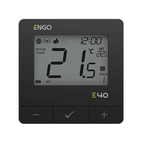 ENGO Програмируем термостат черен цифров Smart, безжичен със ZigBee комуникация, захранване батерия 2xAA , работи и с ETRV