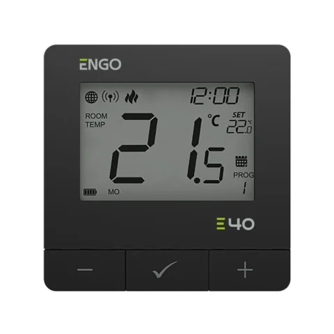 ENGO Програмируем термостат черен цифров Smart, безжичен със ZigBee комуникация, захранване батерия 2xAA , работи и с ETRV