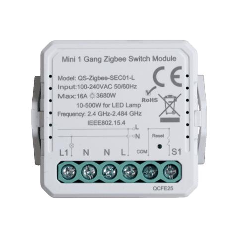ZigBee смарт реле и усилвател, без нула N, захранване и 1 изход 230VAC, мощност 2300W / 250W-LED