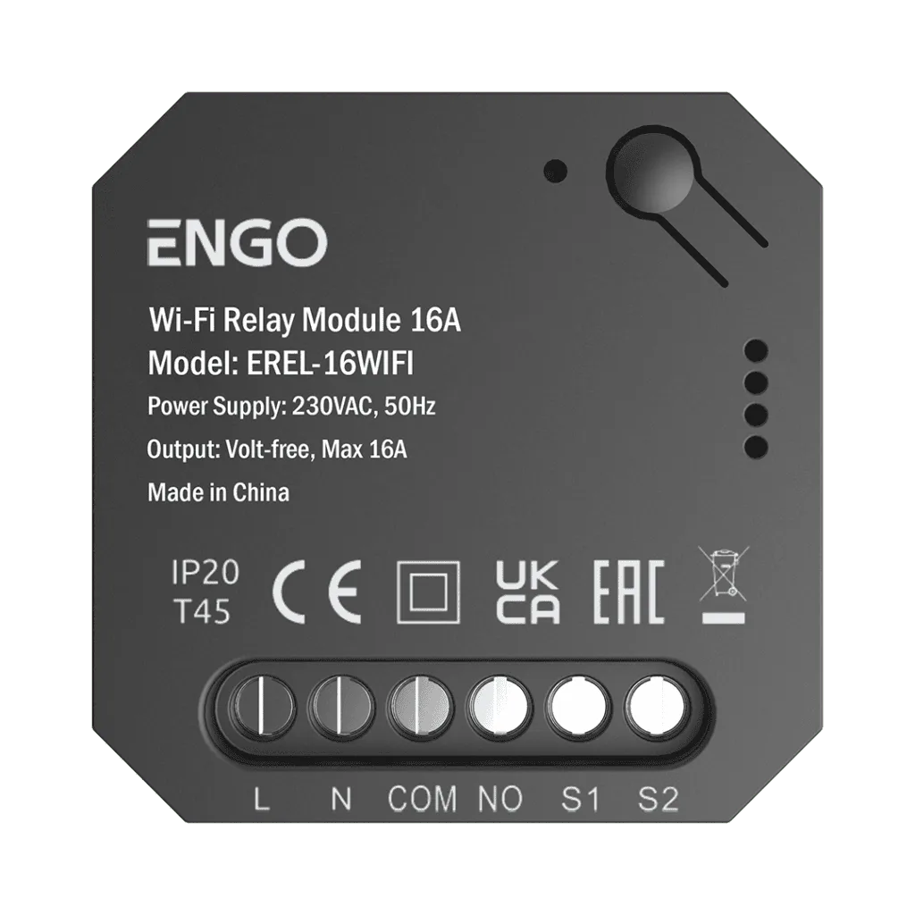 ENGO WiFi смарт реле , 1х16A безнапреженов NO-COM или 230VAC, вход безнапреженов NO-COM, измерва и температура с EFS300