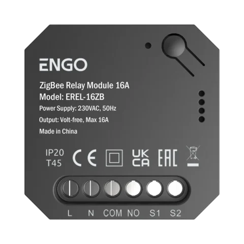 ENGO ZigBee смарт реле , 1х16A безнапреженов NO-COM или 230VAC, вход безнапреженов NO-COM, измерва и температура с EFS300