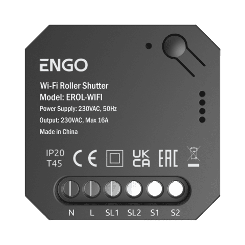ENGO WiFi Реле за Ролетни Щори, 2x16A изходи, захранване 230VAC