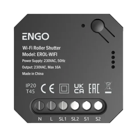 ENGO Wi-Fi roller shutter controller back with N, L, SL1, SL2, S1, S2 terminals