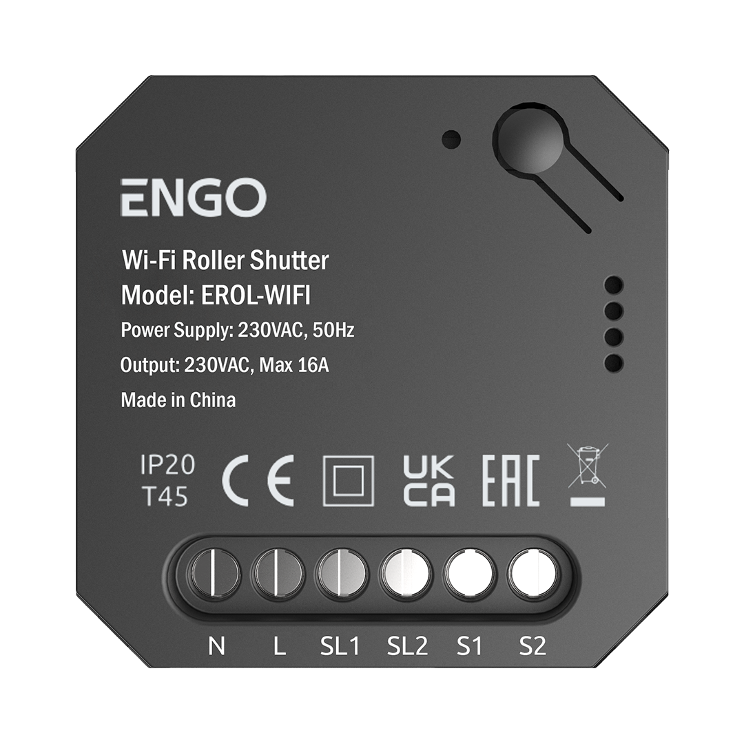 ENGO Wi-Fi roller shutter controller back with N, L, SL1, SL2, S1, S2 terminals