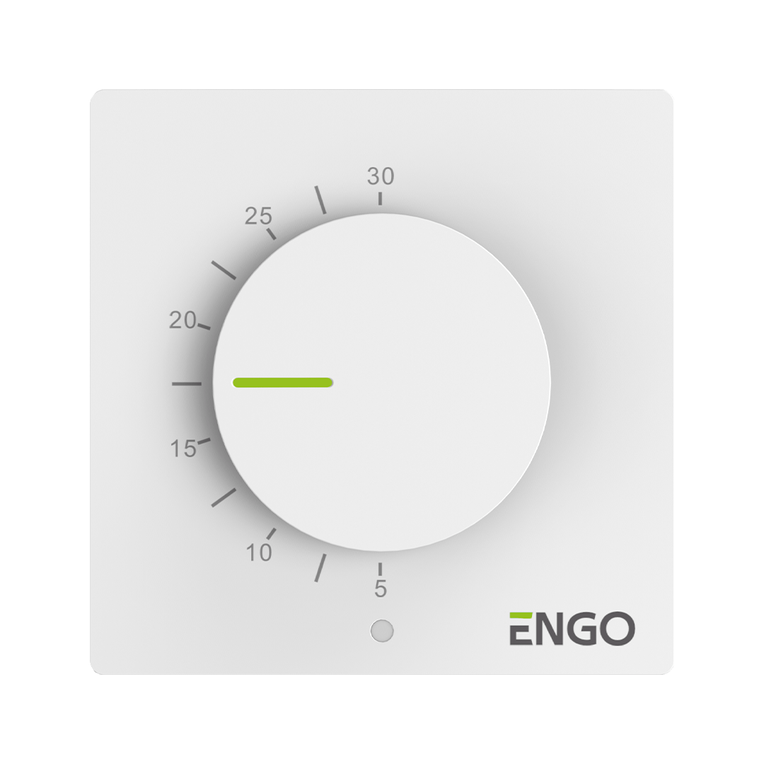 ENGO Термостат електронен, жичен, бял, захранване 230 V, за подово, отопление / охлаждане