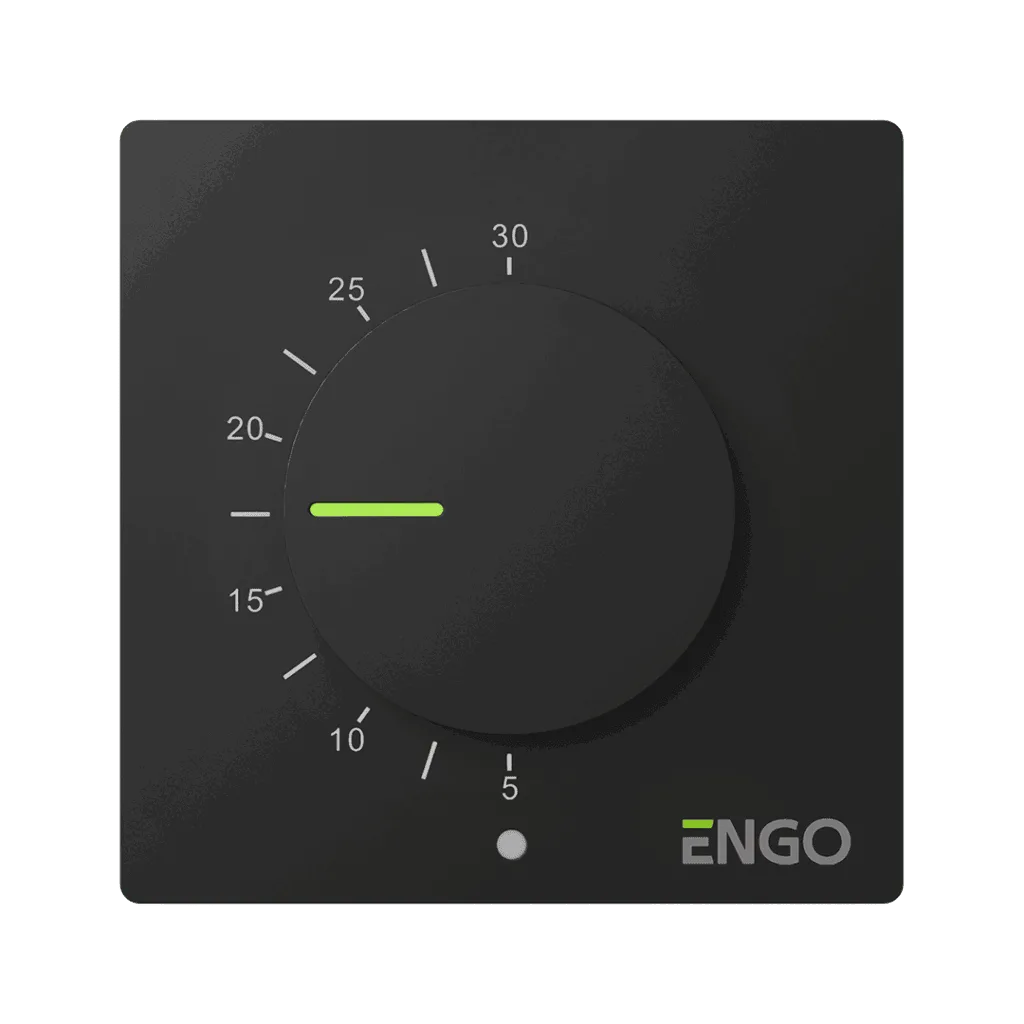 ENGO Термостат електронен, жичен, черен, захранване 230 V,
за подово, отопление / охлаждане
