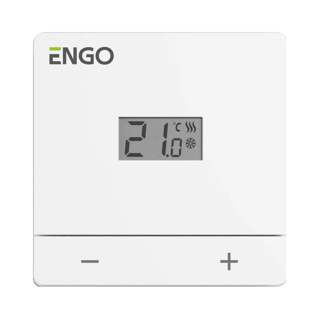 ENGO Термостат електронен, жичен, бял, захранване 24 V AC,
за подово, отопление / охлаждане