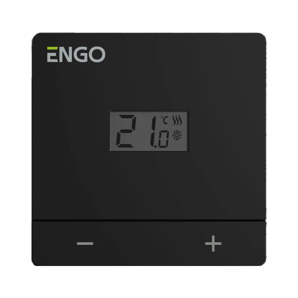 ENGO Термостат електронен, жичен, черен, захранване 230 V,
за подово, отопление / охлаждане