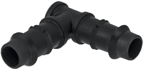 Коляно оребрено за многосезонен капков маркуч – 20 mm