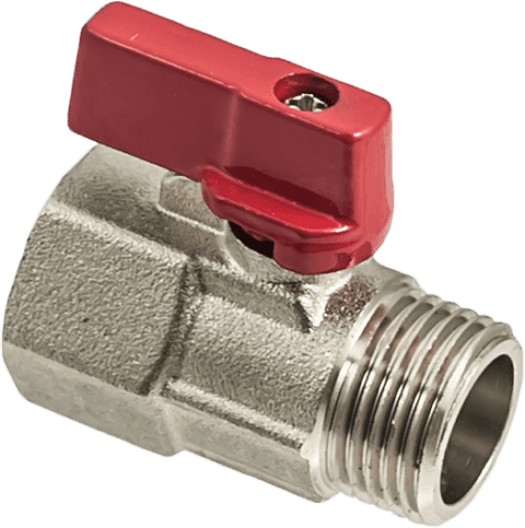 Сферичен мини кран MЖ Hydro - месинг, 1/2", Червен – 0402114