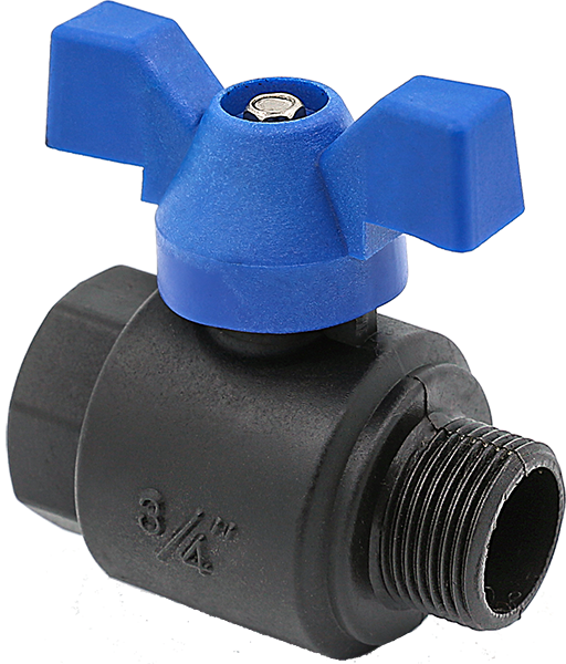 Сферичен кран Т-Дръжка МЖ Plas-Fit полимер, 1/2" – 0302025