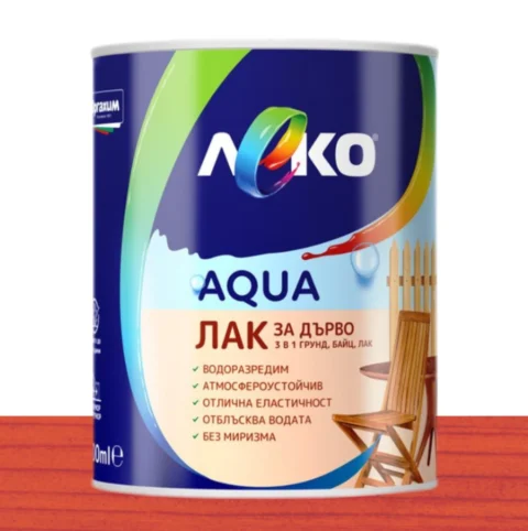Леко AQUA лак за дърво – махагон — 600 мл
