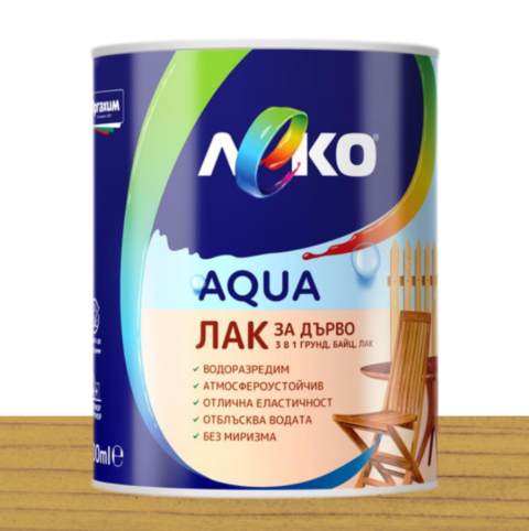 Леко AQUA лак за дърво – дъб — 600 мл