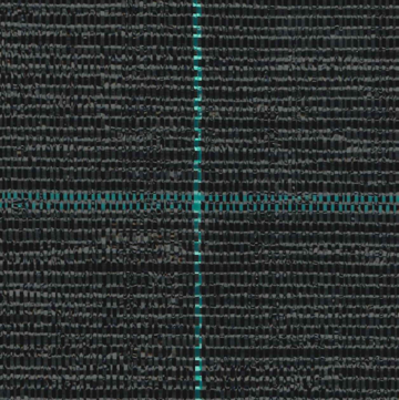 Close-up of dark woven fabric with bright teal threads forming a vertical and horizontal cross grid.